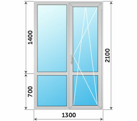 Теплый балконный блок с импостом 1300x2100