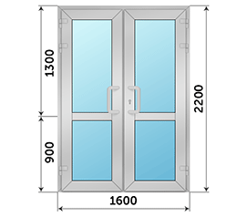Двухстворчатая дверь остекленная NEWTEC EL 72P 1600x2200