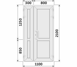 Пластиковая полуторная глухая дверь банная 1100x2100