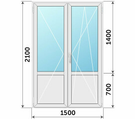 Пластиковая дверь на террасу со стеклом 1500x2200