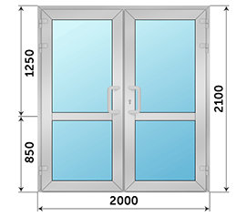 Двухстворчатая дверь остекленная AGS 2000x2100