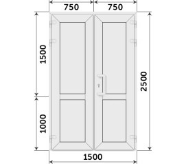 Пластиковая двухстворчатая глухая дверь KBE 1500x2500