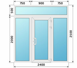 Теплая пластиковая входная группа в школу 2400x2500