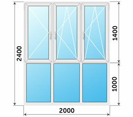 Окно пластиковое 2000x2400 для остекления балкона