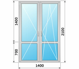 Балконная дверь с импостом в пол 1400x2100