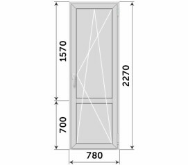 Дверь балконная из алюминия глухая 780x2270