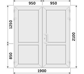 Пластиковая двухстворчатая глухая дверь KBE 1900x2100