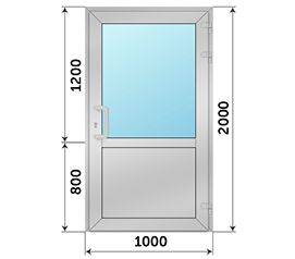 Одностворчатая дверь со стеклом AGS 1000x2000