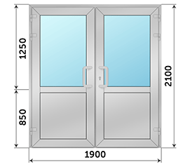 Двухстворчатая дверь со стеклом NEWTEC EL 50N 1900x2100