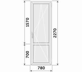 Глухая дверь на балкон ПВХ с импостом 780x2270