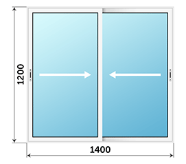 Двухстворчатое окно Alumil Smartia S440 1400x1200