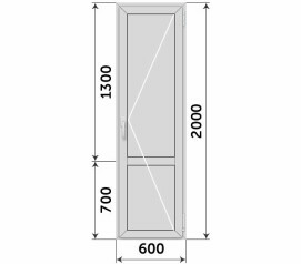 Глухая балконная дверь с глухим низом 600x2000