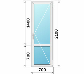 Дверь балконная серая с импостом 700x2100