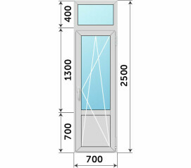 Дверь на балкон с глухим низом 700x2500