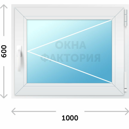 Пластиковое окно KBE 1000х600 открывающееся