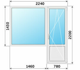 Балконный блок Rehau 2240x2200
