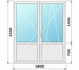 Дверь ПВХ штульповая со стеклом 1800x2100
