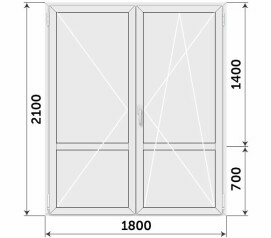 Штульповая пластиковая балконная 1800x2100