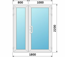 Пластиковая штульповая остекленная дверь 1800x2200