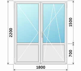 Пластиковая дверь со стеклом 1800x2200
