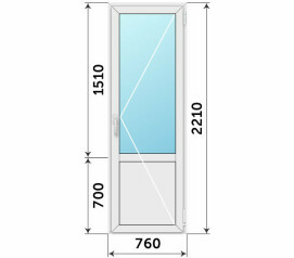 Дверь балконная серая с глухим низом 760x2210