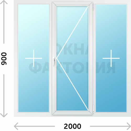 Пластиковое окно KBE 2000х900 открывающееся