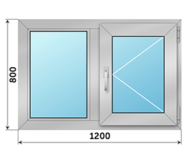 Двухстворчатое окно AGS 78 C 1200x800