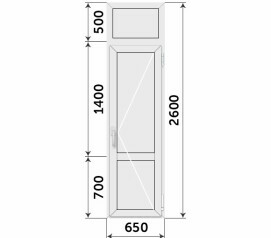 Пластиковая дверь балконная глухая 650x2600