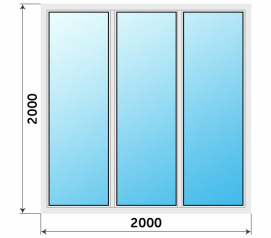 Остекление балкона окнами 2000x2000