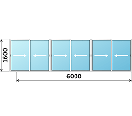 Остекление лоджии СИАЛ Слайдинг 90 6000x1600