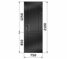 Пластиковая черная глухая дверь 750x2100