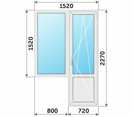Балконный блок из пластика в хрущевку 1520x2270