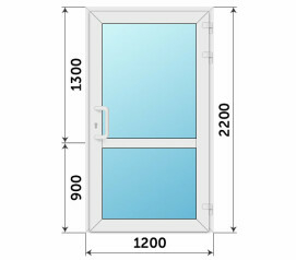 Входная остекленная дверь в баню с импостом 1200x2200