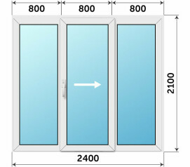 Остекление балкона 2400x2100