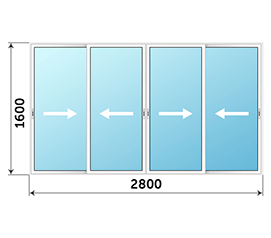 Балконное остекление ALUTECH 2800x1600