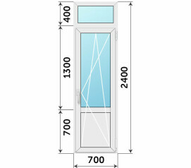 Дверь серая с глухим низом 700x2400