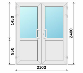 Пластиковая входная дверь со стеклом белая 2100x2400