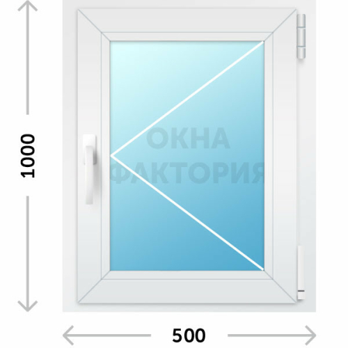 Пластиковое окно KBE 500х1000 открывающееся
