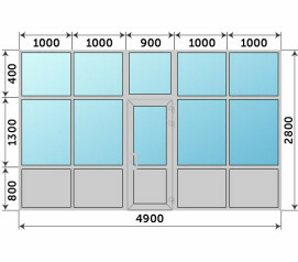 Теплая алюминиевая входная группа 4900x3000