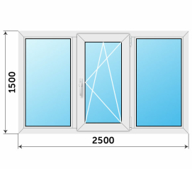 Пластиковое окно 2500x1500