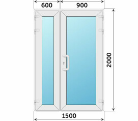 Полуторная стеклянная дверь Rehau из пластика 1500x2000