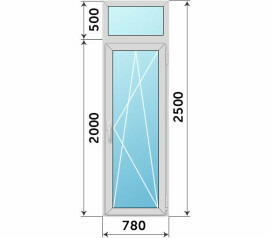 Алюминиевая с фрамугой 780x2500