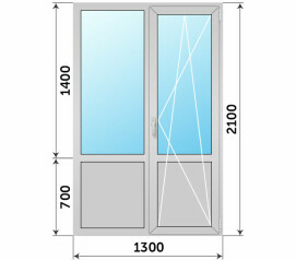 Балконный блок из алюминиевого профиля 1300x2100