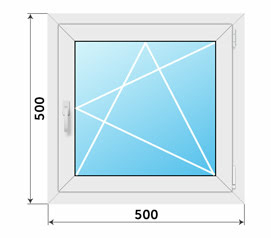Окно четыре камеры поворотно-откидное 500x500 Рехау