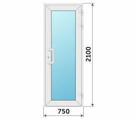 Входная одностворчатая дверь Rehau ПВХ со стеклом 750x2100