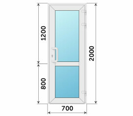 Входная ПВХ дверь со стеклом серая для коттеджа 700x2000
