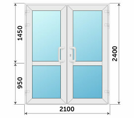 Пластиковая остекленная дверь в баню с импостом 2100x2400