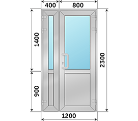 Полуторная дверь со стеклом AGS 1200x2300