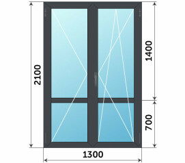 Штульповая пластиковая стеклянная дверь балконная антрацит 1300x2100