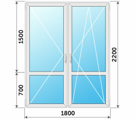 Стеклянная балконная дверь с импостом 1800x2200